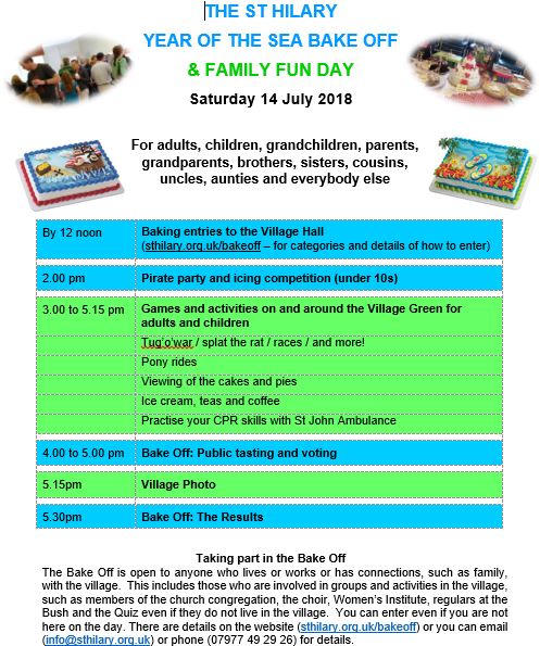 St Hilary Bake Off and Fun Day 2018
